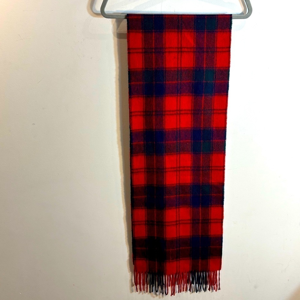 JAMES PRINGLE WEAVERS Plaid 100% Wool Fringed Scarf Super Soft Warm Classic